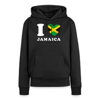 I love Jamaica - Frauen Premium Bio Hoodie - Schwarz - Vorne - Julia (174cm)