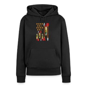 Cadeau Apache amérindien - Sweat à capuche Premium bio Femme - noir - Devant - Julia (174cm)