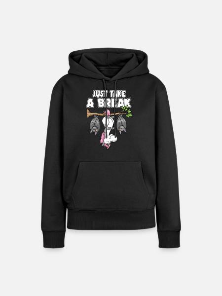 Just Take A Break Chauve-souris licorne - Sweat à capuche Premium bio Femme - noir
