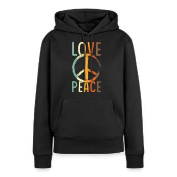 Love Peace Friedenszeichen - Frauen Premium Bio Hoodie - Schwarz - Vorne - Julia (174cm)
