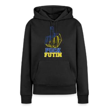 Puck Futin - Frauen Premium Bio Hoodie - Schwarz - Vorne - Julia (174cm)