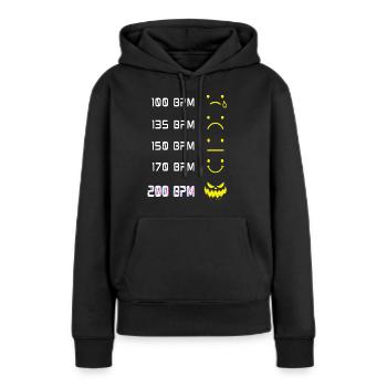 Musique Techno Rave Acid House EDM Hardstyle 200 BPM - Sweat à capuche Premium bio Femme - noir - Devant - Julia (174cm)