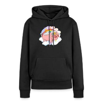 Schwein Geschenk Schweinchen Kinder Ferkel Sau Pig - Frauen Premium Bio Hoodie - Schwarz - Vorne - Julia (174cm)