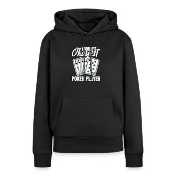 Poker PokerFace Poker All In Casino Cadeau - Sweat à capuche Premium bio Femme - noir - Devant - Julia (174cm)