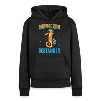 Seepferdchen Abzeichen - Frauen Premium Bio Hoodie - Schwarz - Vorne - Julia (174cm)