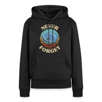 Lecteur de cd rétro Never Forget Nostalgia Vintage - Sweat à capuche Premium bio Femme - noir - Devant - Julia (174cm)