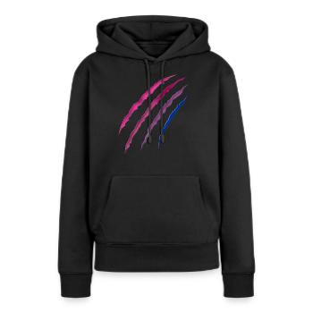 Bisexual Bi Pride Flag Scratch - Frauen Premium Bio Hoodie - Schwarz - Vorne - Julia (174cm)