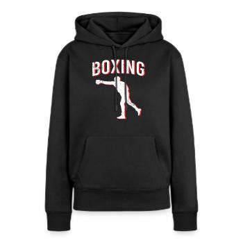 Boxe boxe - Sweat à capuche Premium bio Femme - noir - Devant - Julia (174cm)
