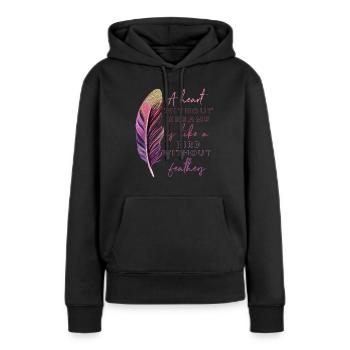 Inspiration Disant Plume - Sweat à capuche Premium bio Femme - noir - Devant - Julia (174cm)
