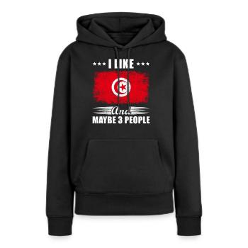 Tunesien - Frauen Premium Bio Hoodie - Schwarz - Vorne - Julia (174cm)
