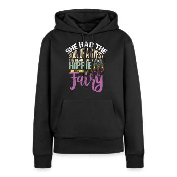 Mouvement Hippie Paix Fleur Pouvoir Paix - Sweat à capuche Premium bio Femme - noir - Devant - Julia (174cm)