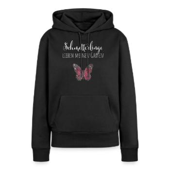 Schmetterlinge Gärtnerin Hobbygärtnerin - Frauen Premium Bio Hoodie - Schwarz - Vorne - Julia (174cm)