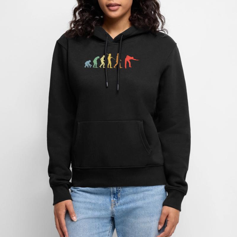 Billiards Evolution Retro Pool Billiard Player Women’s Premium Organic Hoodie