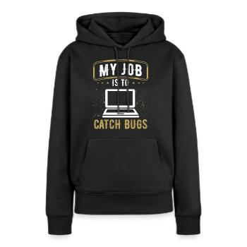 Contrôle de la qualité Testeur de code QA Assurance de la qualité - Sweat à capuche Premium bio Femme - noir - Devant - Julia (174cm)