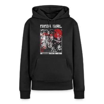 Ninja - Frauen Premium Bio Hoodie - Schwarz - Vorne - Julia (174cm)