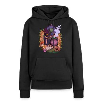 Witchcore - am Kessel steht die Hexen Katze - Frauen Premium Bio Hoodie - Schwarz - Vorne - Julia (174cm)