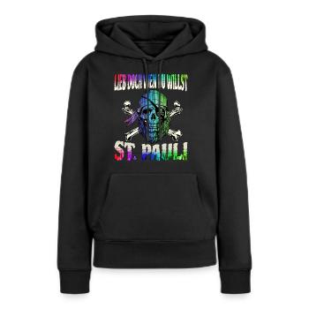 St. Pauli Hambourg Fanartikel St. Pauli - Sweat à capuche Premium bio Femme - noir - Devant - Julia (174cm)
