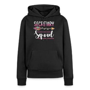 secrétaire - Sweat à capuche Premium bio Femme - noir - Devant - Julia (174cm)