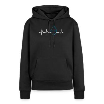 Langbogen Herzschlag Bogenschießen - Frauen Premium Bio Hoodie - Schwarz - Vorne - Julia (174cm)