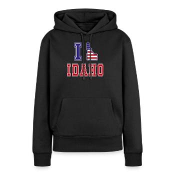 Idaho USA J’adore Albama - Sweat à capuche Premium bio Femme - noir - Devant - Julia (174cm)