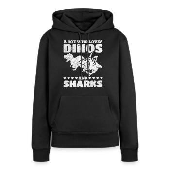 Dinosaurier Great White Shark Ein Junge, der Dinos - Frauen Premium Bio Hoodie - Schwarz - Vorne - Julia (174cm)