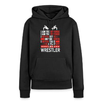 Lutteur Offensive Defensive Wrestling Professionnel - Sweat à capuche Premium bio Femme - noir - Devant - Julia (174cm)