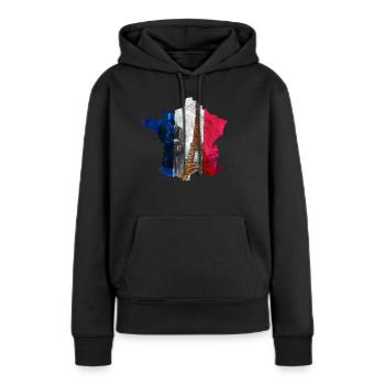 Frankreich - Frauen Premium Bio Hoodie - Schwarz - Vorne - Julia (174cm)
