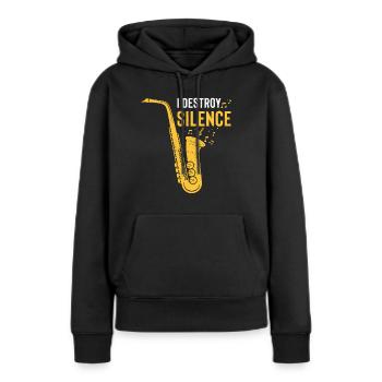 Jazz - Frauen Premium Bio Hoodie - Schwarz - Vorne - Julia (174cm)