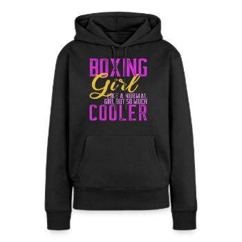 Boxe Boxer Femmes Arts Martiaux Cadeau - Sweat à capuche Premium bio Femme - noir - Devant - Julia (174cm)