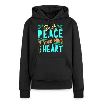 La paix dans votre et l’inspiration de votre cœur - Sweat à capuche Premium bio Femme - noir - Devant - Julia (174cm)