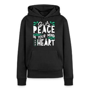 La paix dans votre et l’inspiration de votre cœur - Sweat à capuche Premium bio Femme - noir - Devant - Julia (174cm)