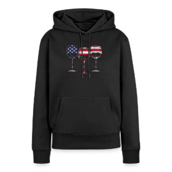 4 juillet Fête fête fête patriotique 4 juillet vin - Sweat à capuche Premium bio Femme - noir - Devant - Julia (174cm)