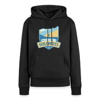 Höhenweg 1 - Alta Via 1 Dolomiten - Frauen Premium Bio Hoodie - Schwarz - Vorne - Julia (174cm)