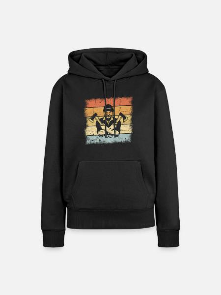Holzfäller Axt Design - Frauen Premium Bio Hoodie - Schwarz