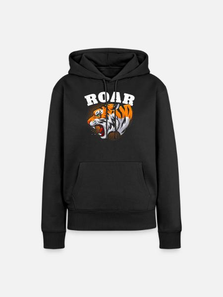 Tiger Brüllen - Frauen Premium Bio Hoodie - Schwarz