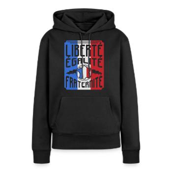 Frankreich - Frauen Premium Bio Hoodie - Schwarz - Vorne - Julia (174cm)