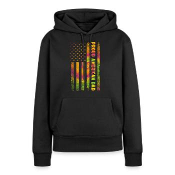 Stolzer Amerikanischer Papa - Frauen Premium Bio Hoodie - Schwarz - Vorne - Julia (174cm)