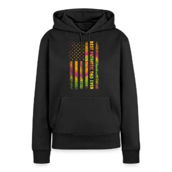 Vater Patriot USA - Frauen Premium Bio Hoodie - Schwarz - Vorne - Julia (174cm)