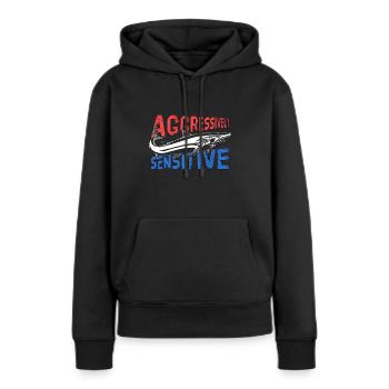 Pêche Agressive Sensible Cadeau - Sweat à capuche Premium bio Femme - noir - Devant - Julia (174cm)