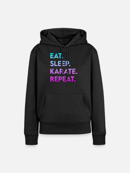 eat sleep karate repeat - Frauen Premium Bio Hoodie - Schwarz
