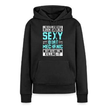 Sexy boat mechanic - Frauen Premium Bio Hoodie - Schwarz - Vorne - Julia (174cm)