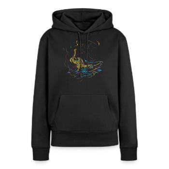 Surfen Surfing Wellenreiten - Frauen Premium Bio Hoodie - Schwarz - Vorne - Julia (174cm)