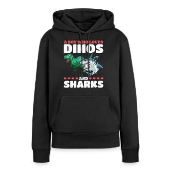 Dinosaurier Great White Shark Ein Junge, der Dinos - Frauen Premium Bio Hoodie - Schwarz - Vorne - Julia (174cm)