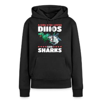 Dinosaurier Great White Shark Ein Mädchen, das - Frauen Premium Bio Hoodie - Schwarz - Vorne - Julia (174cm)