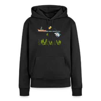 Lustiger Angelhai Fischer Great White Shark - Frauen Premium Bio Hoodie - Schwarz - Vorne - Julia (174cm)