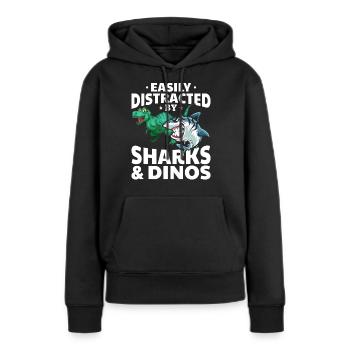Great White Shark Dino Ich werde leicht von Haien - Frauen Premium Bio Hoodie - Schwarz - Vorne - Julia (174cm)