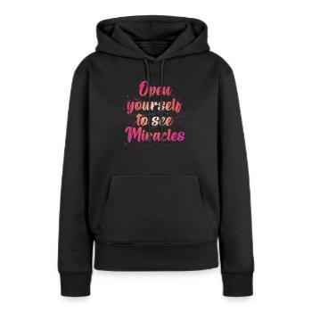 Open to see the magic of magic Quote - Women’s Premium Organic Hoodie - black - Front - Julia (174cm)