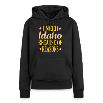Les bonnes choses grandissent dans l’Idaho Gift - Sweat à capuche Premium bio Femme - noir - Devant - Julia (174cm)