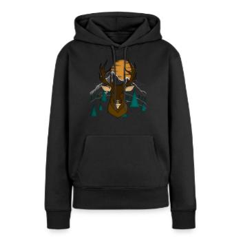 Bois de cerf rouge avec des bois de cerf - Sweat à capuche Premium bio Femme - noir - Devant - Julia (174cm)