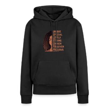 Motivation - Sweat à capuche Premium bio Femme - noir - Devant - Julia (174cm)